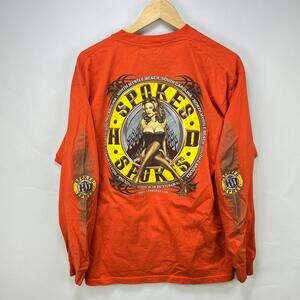 Vintage Biker Hot Girl Boobs Flames Harley Shirt XL